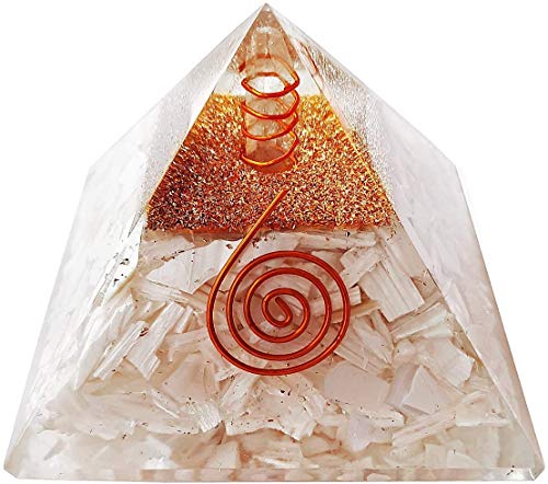 Crystal White Orgone Pyramid - Orgone Reiki Pyramid Kit - EMF Protection.