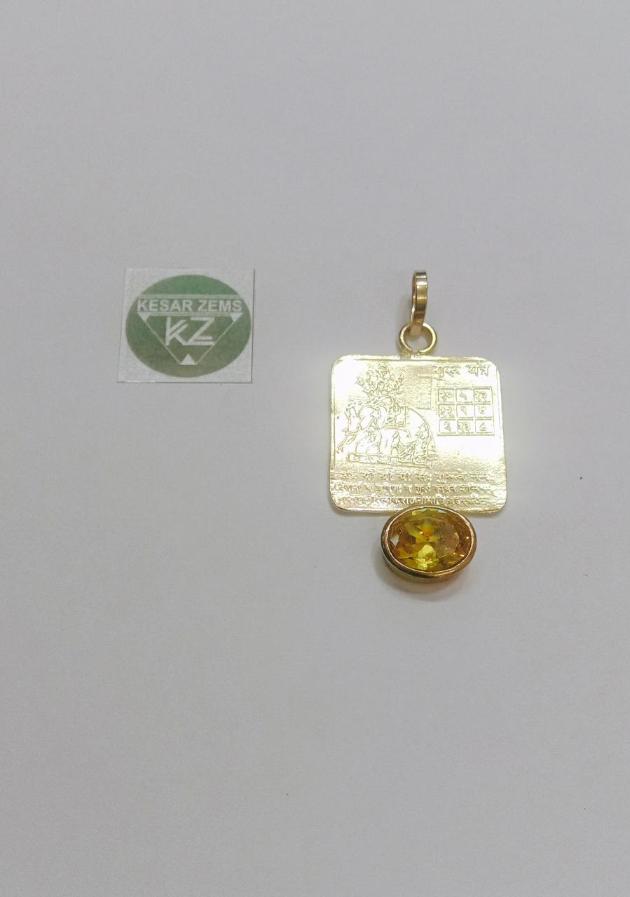 Shri Yantra Pendant -Mangal With Red,Brown,Yellow Colore Stone for Unisex(3.5x2.5x0.5)
