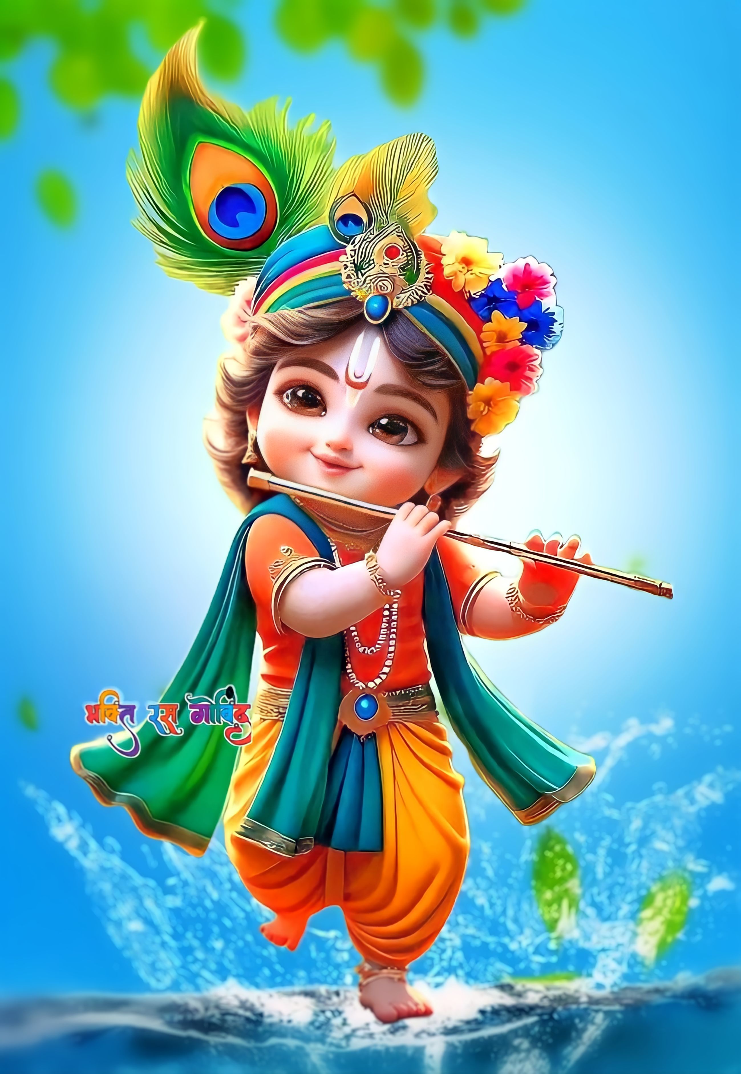 Krishna's Divine Flute Melody Poster | 15x17 Inches"