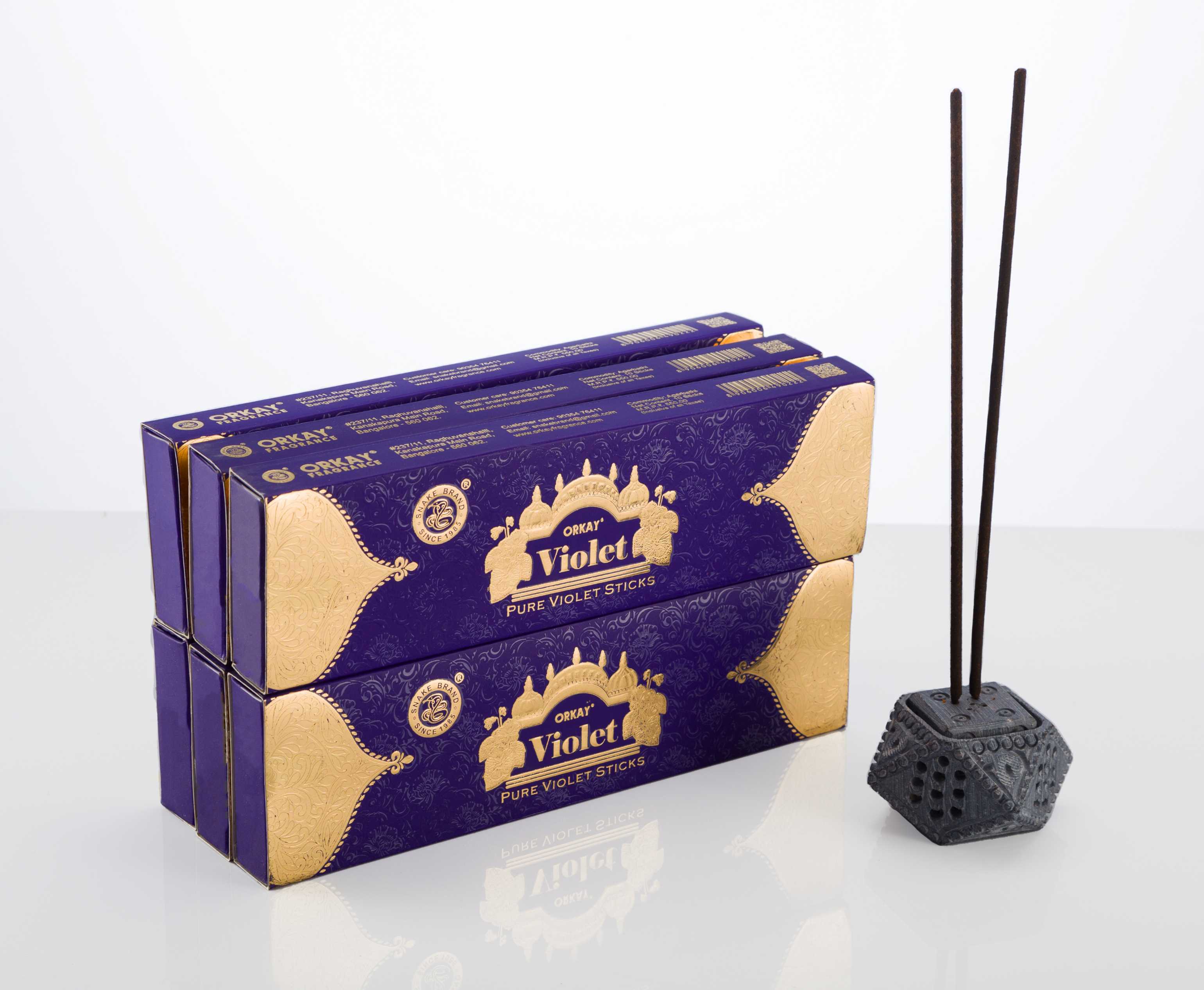 Orkay Pure Voilet 10 sticks || Pack of 12 || Contains 120 sticks Violet (10, Set of 12)
