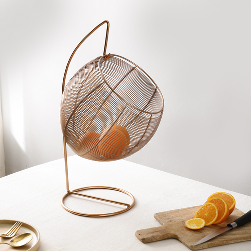 Abby's Fruit & Bread Basket in Gold finish, Yellow