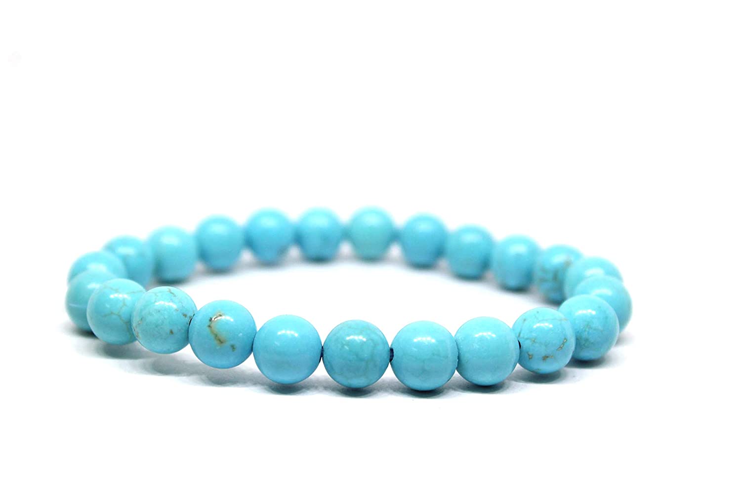Natural Quartz Turquoise Stone Stretchable Bracelet With Certificate For Unisex  (10 x 2 x 1 CM) Sky Blue.