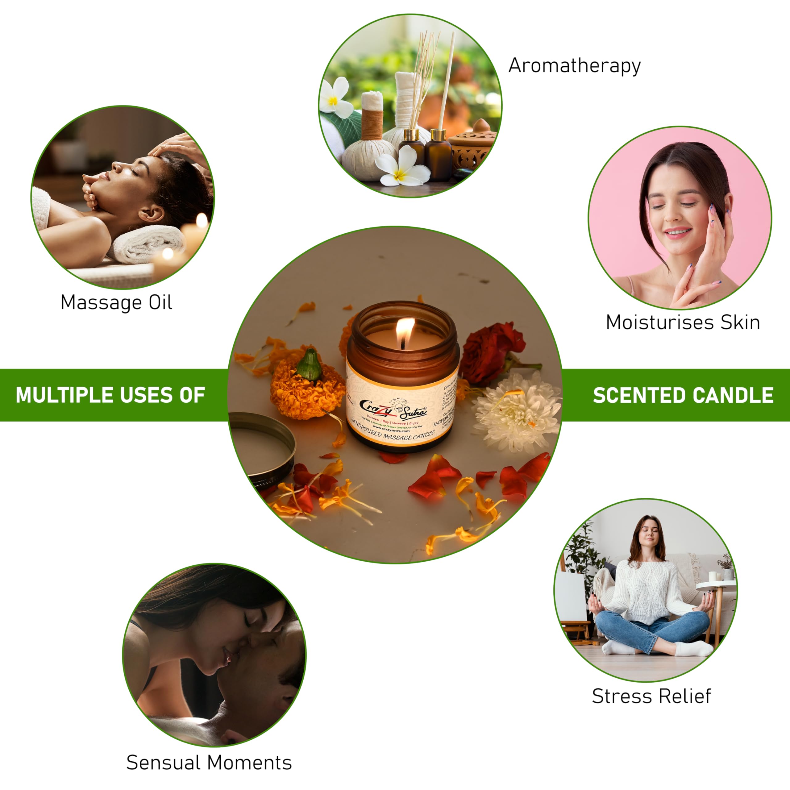 AuraDecor Premium Body Massage Candle (Made of 100% Pure Natural Wax & Essential Oils)