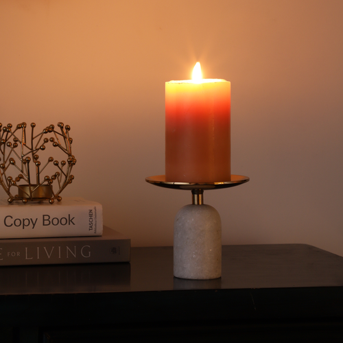 Marble Pri Pillar Candle mini stand in black, Gold
