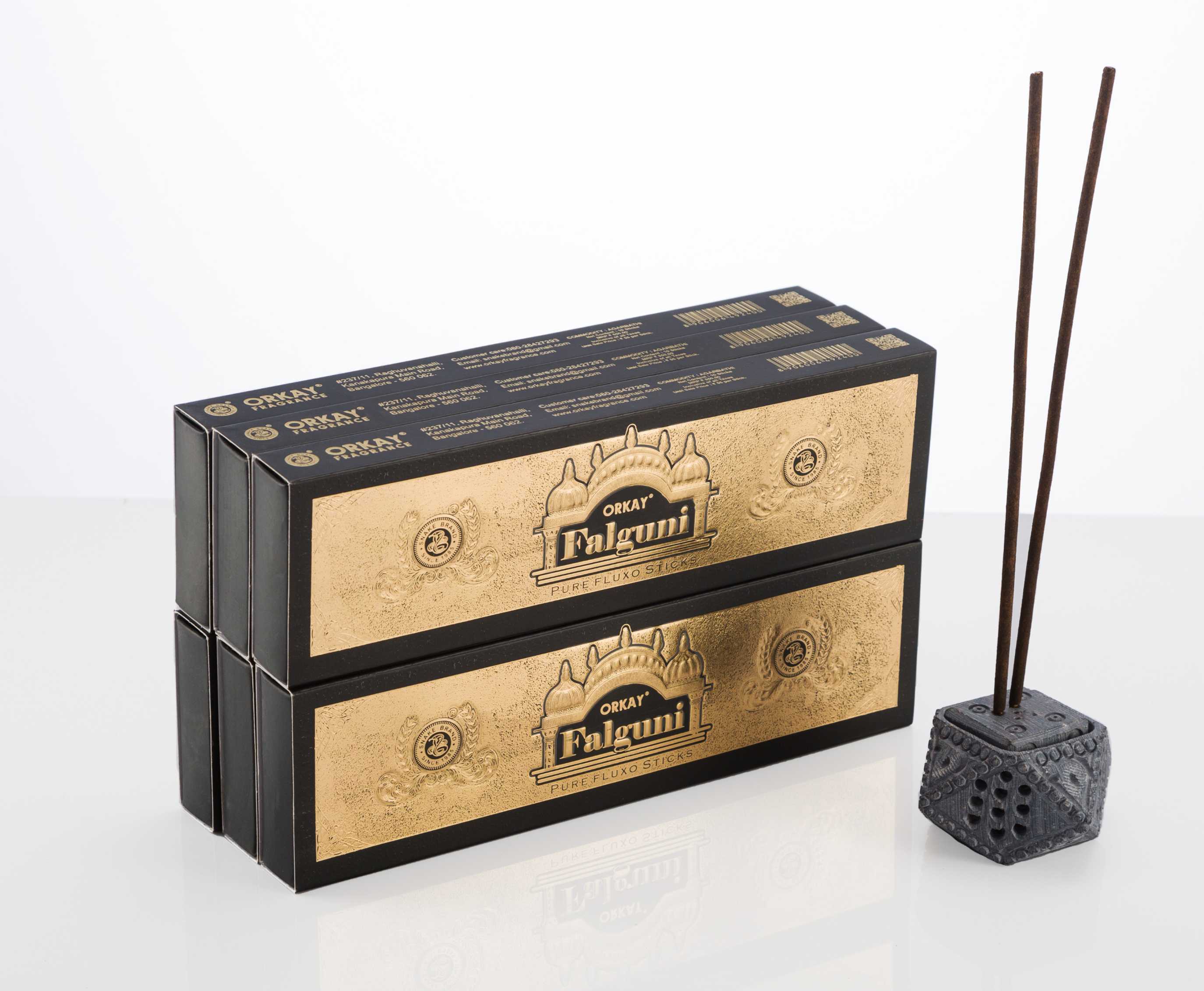 Orkay Pure Black Falguni 10 sticks || Pack of 12 || Contains 120 sticks Black Falguni (10, Set of 12)