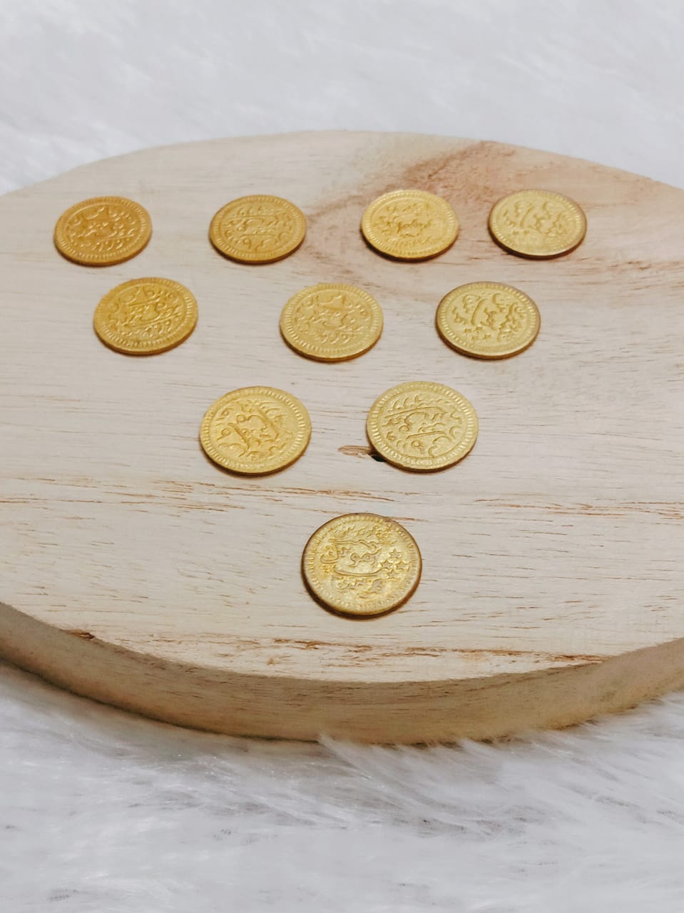 Mini Brass Coins/Sikka for Pooja (Set of 11 Pieces)
