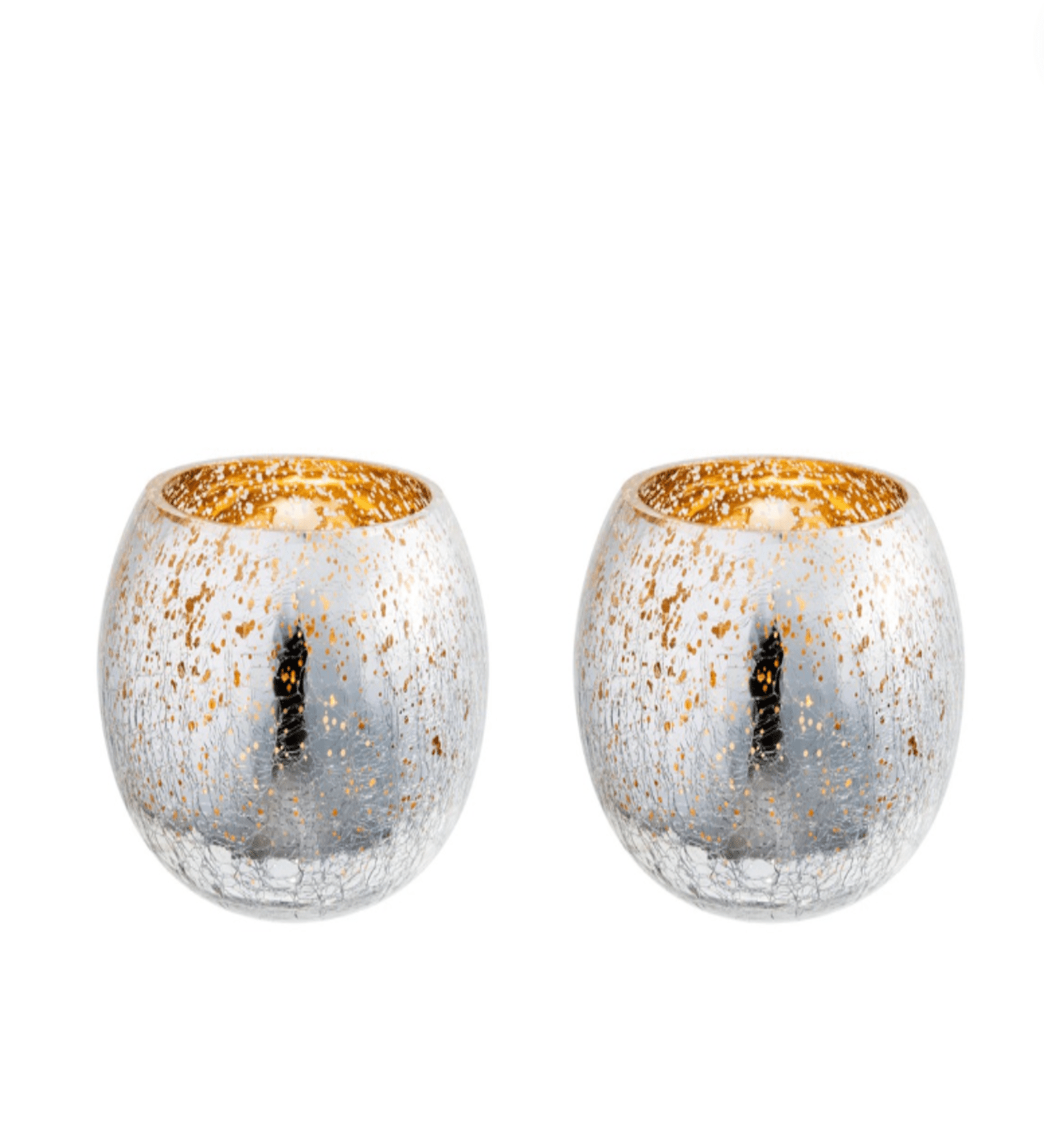 Votive Tealight Candle Holders Mercury Glass  Candle Holder Ice Cracked Glass Bowl Candle Holder for Home Wedding Tables (Silver)