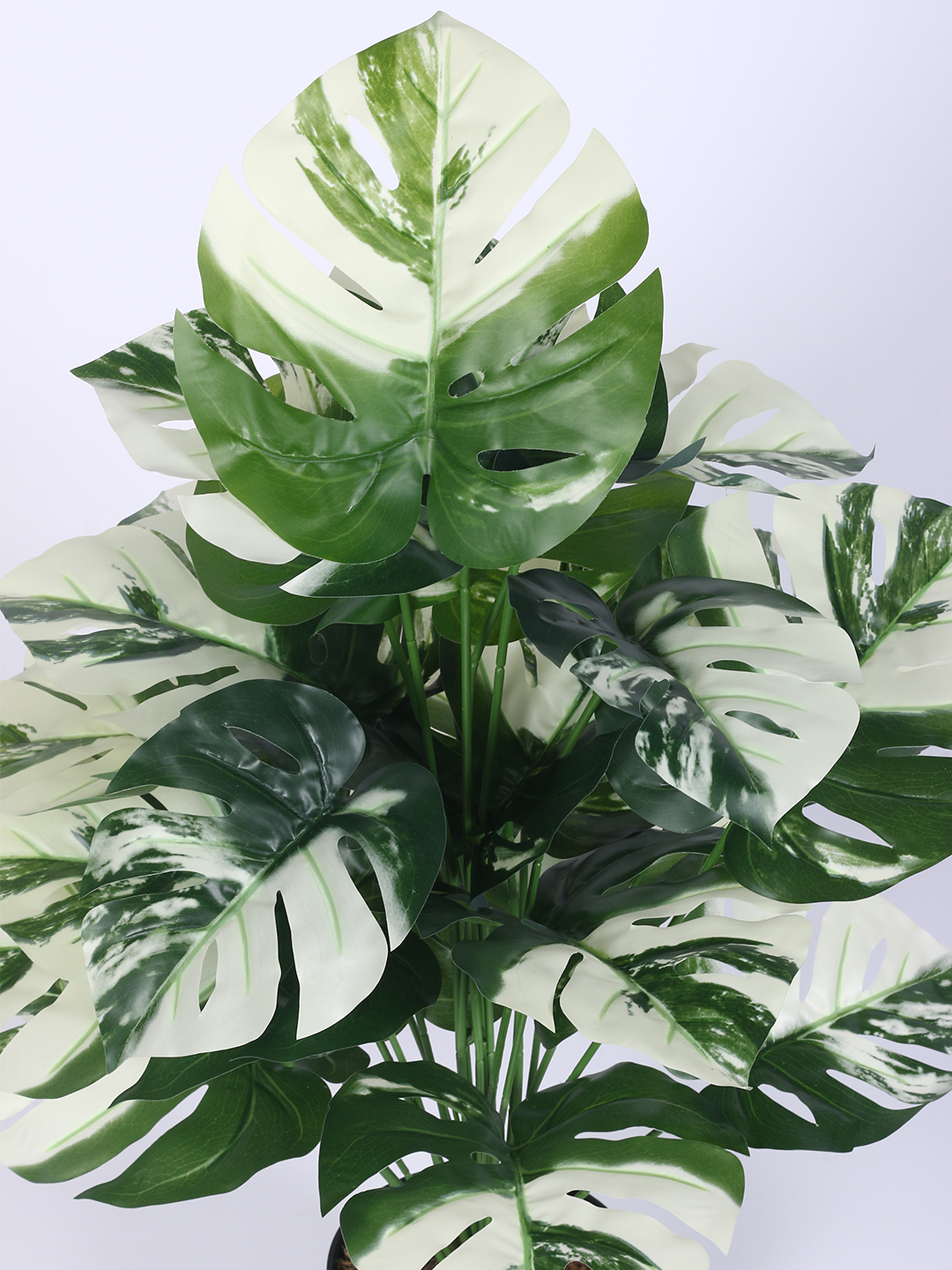Artificial Plant 31inch Artificial Real Touch Monstera White With Black Pot |Home Decor,Office Decor Perfect decor Gift,Set of 1