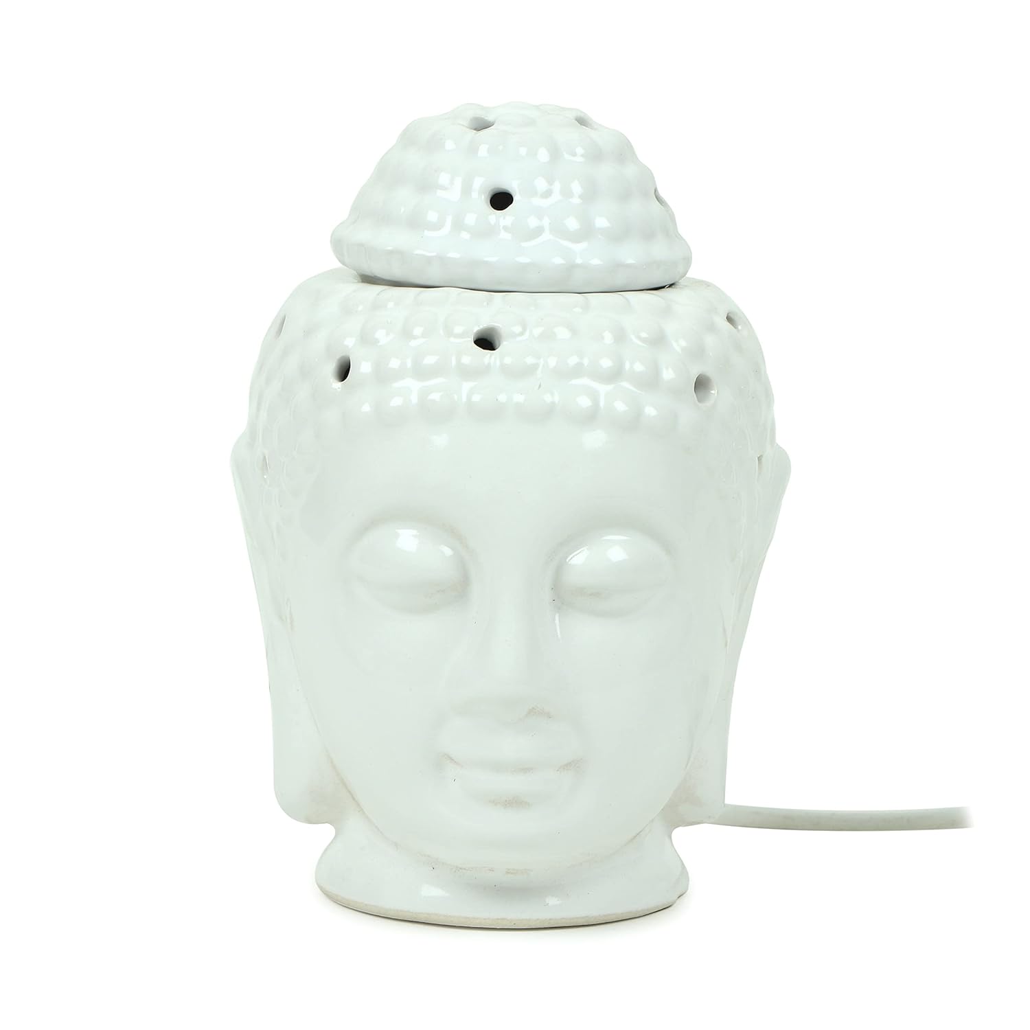 Ceramic Electric Buddha Head Shape Diffuser for Essential Arom White