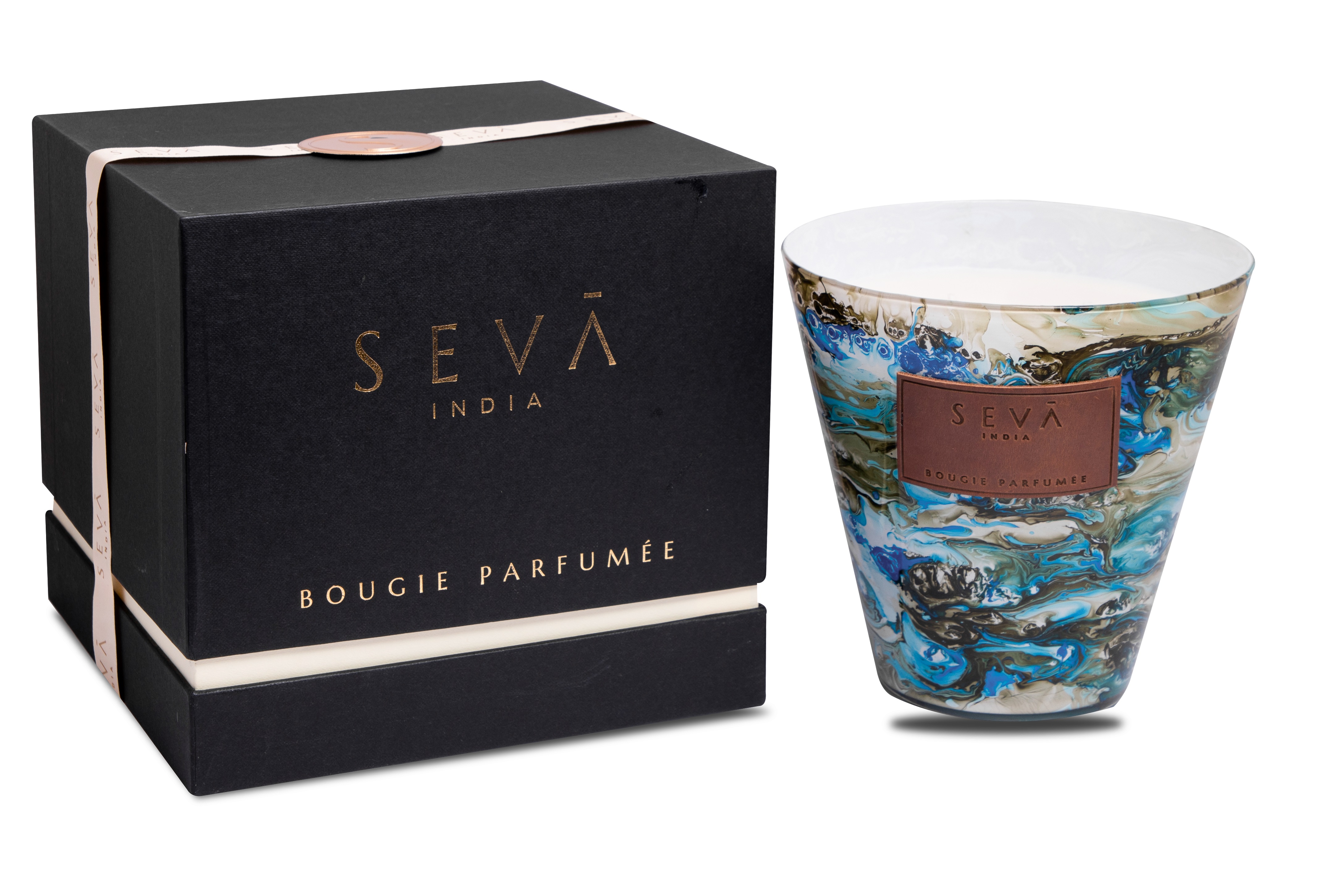 Avante Garde Aqua Candle – Large Marble Glass Jar Edition