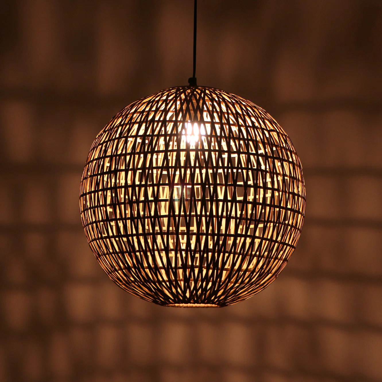 Orion Round Hanging Lamp Elegant Iron Base & Eclectic Design