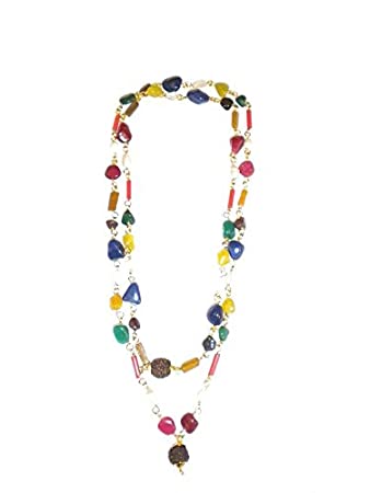 Navratna Mala Semi Precious Stones in Multicolor (39 x 1 x 0.5).