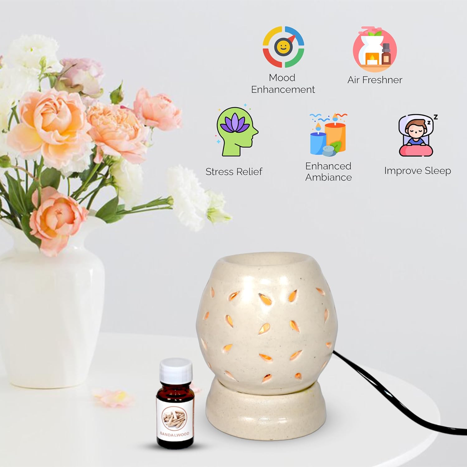 Ceramic Oval (Matka) Shape Electric Aroma Oil Diffuser Burner