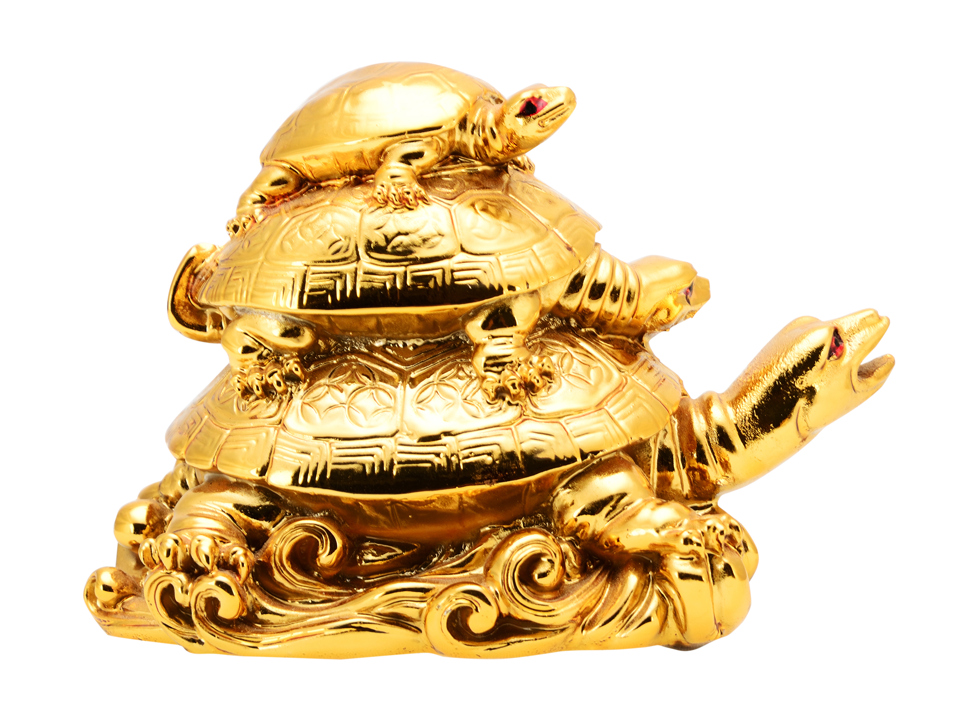 Golden FengShui Tortoise  Family (12 x 7 x 10 cm)Golden.