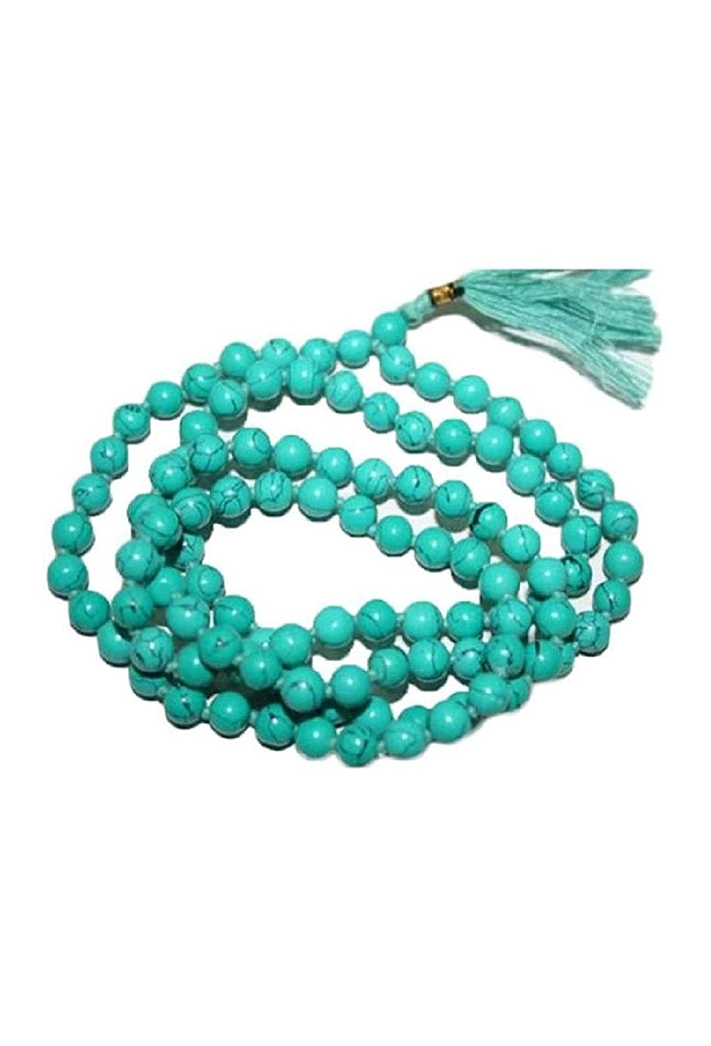 Natural Turquoise Aqeeq Stone Prayer Rosary Mala -8 MM 108+1 Beads.