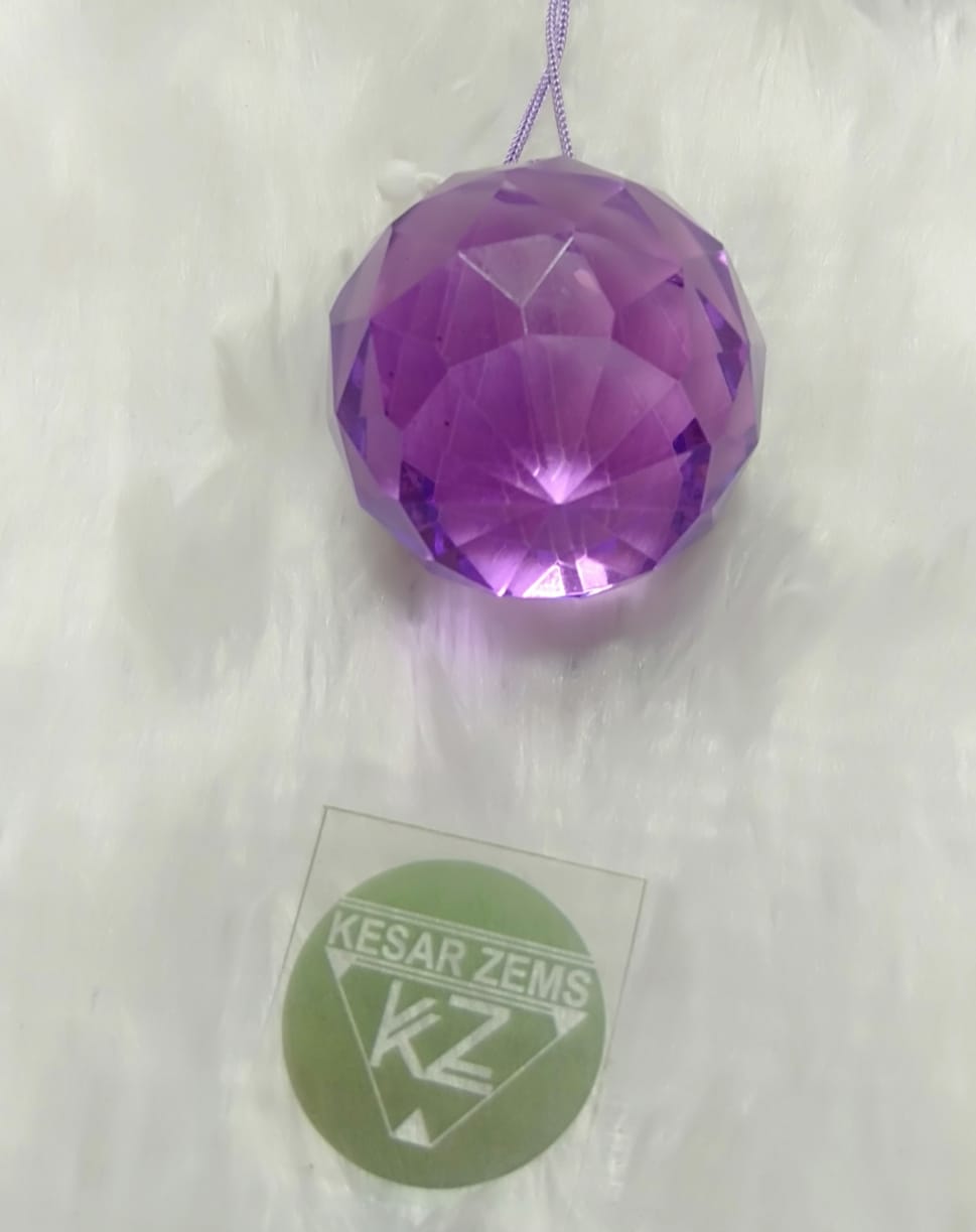 Crystal Hanging Ball With Pink,Purple,Yellow Thread For Good Luck and  Prosperity.