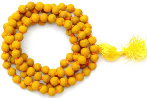Turmeric Rosary Haridra Mala for Baglamukhi Puja (Yellow)Length-16-17 inch.