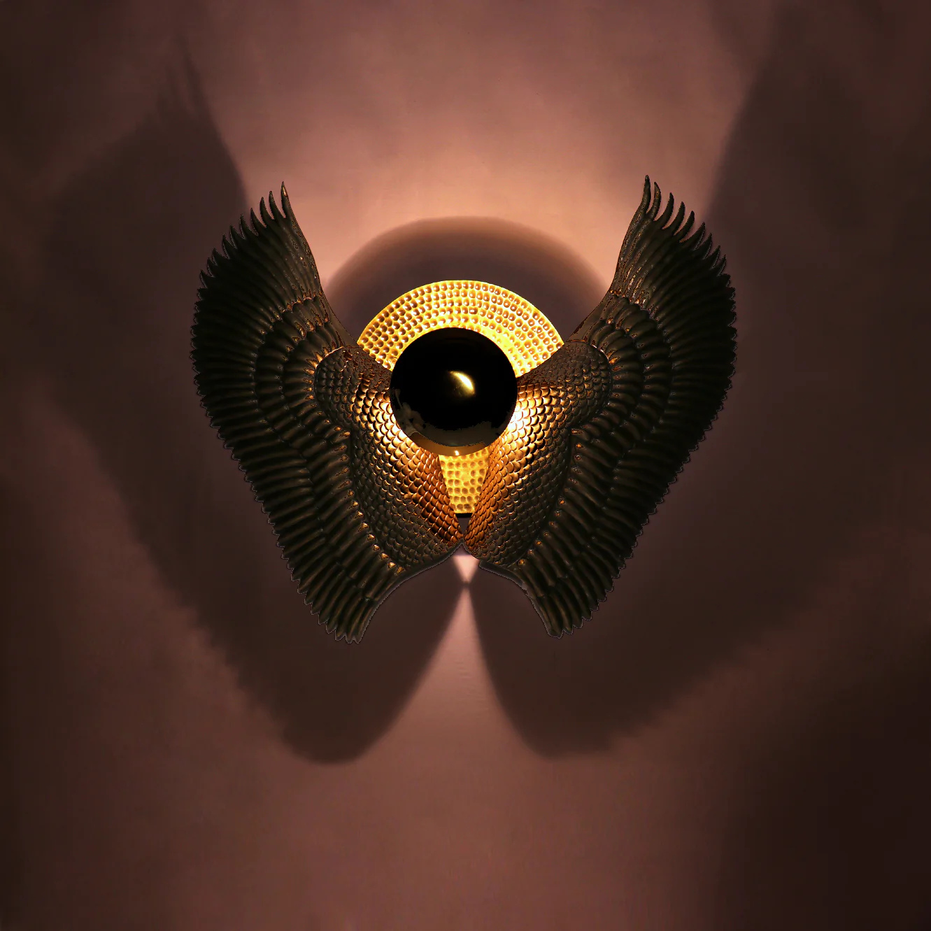 Adler Wing Wall Lamp Elegant Iron Base & Eclectic Design