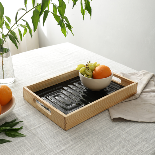 Hugo Black Glass Tray - small size and Large size
