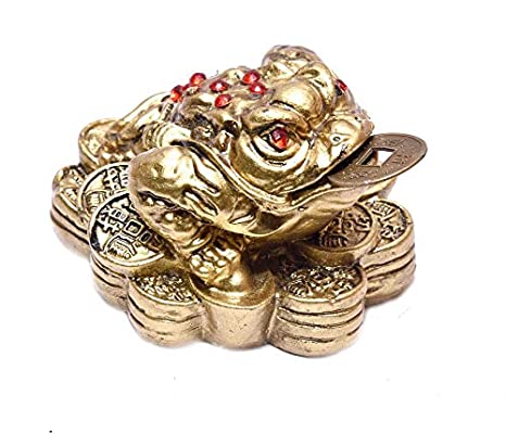 Golden Vastu FengShui Frog -B Figurine For Prosperity (6.5cm x 7cm x 5cm) Gold.