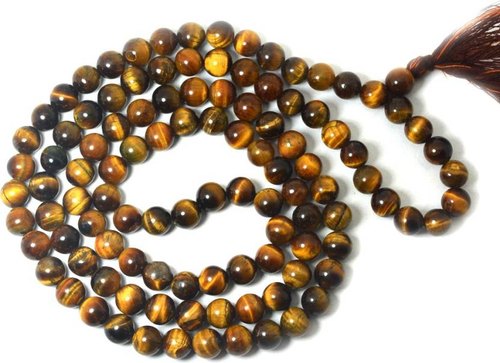 Natural Quartz Tiger Eye Stone 6 MM Prayer Rosary 108+1 Beads.