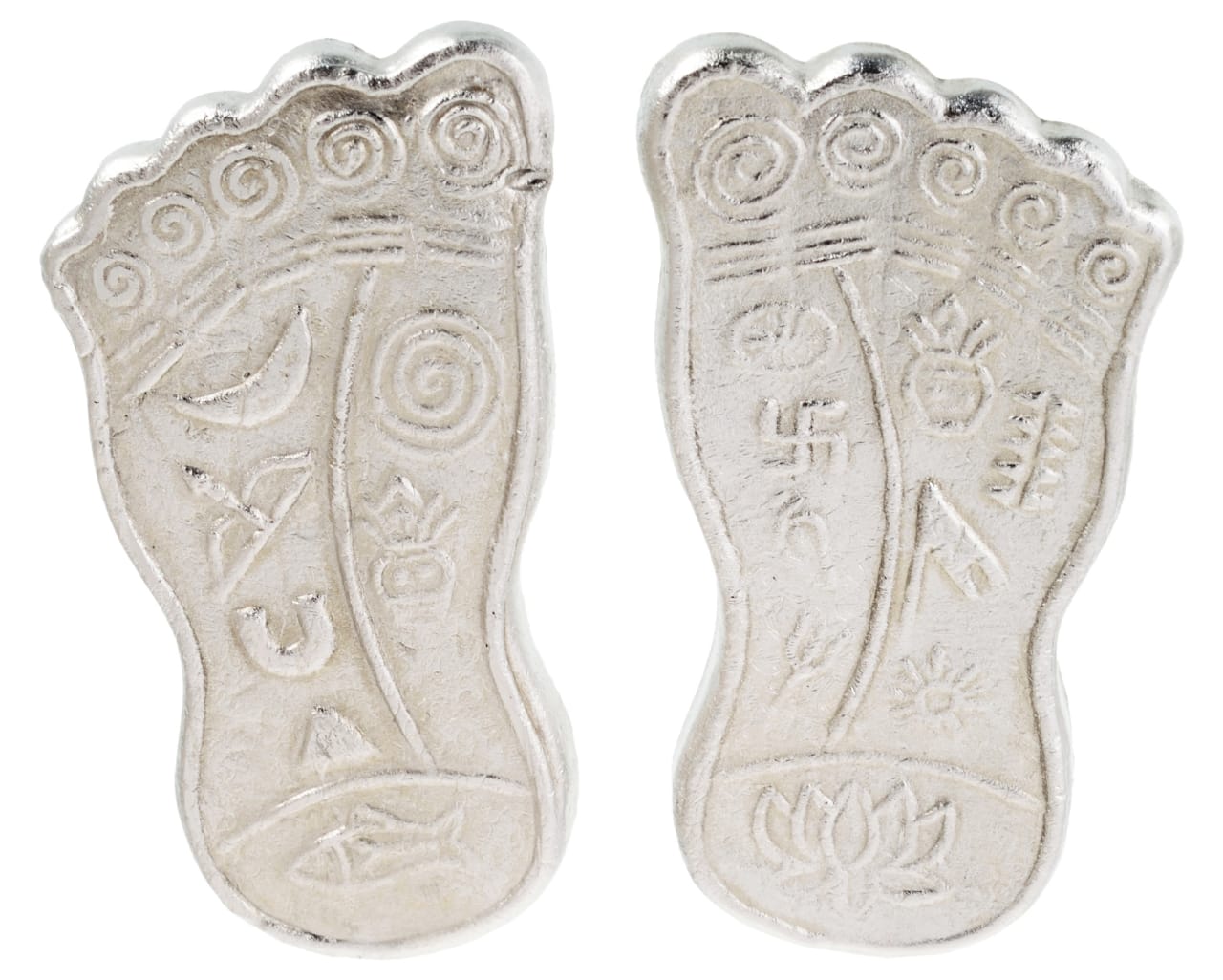 Mercury Goddess Laxmiji Charan Paduka Set (5 x 3 x 0.5 CM, Silver)