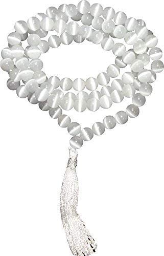 Natural Energized  Selenite Stone Prayer Mala -8 MM 108+1 Beads Jaap.