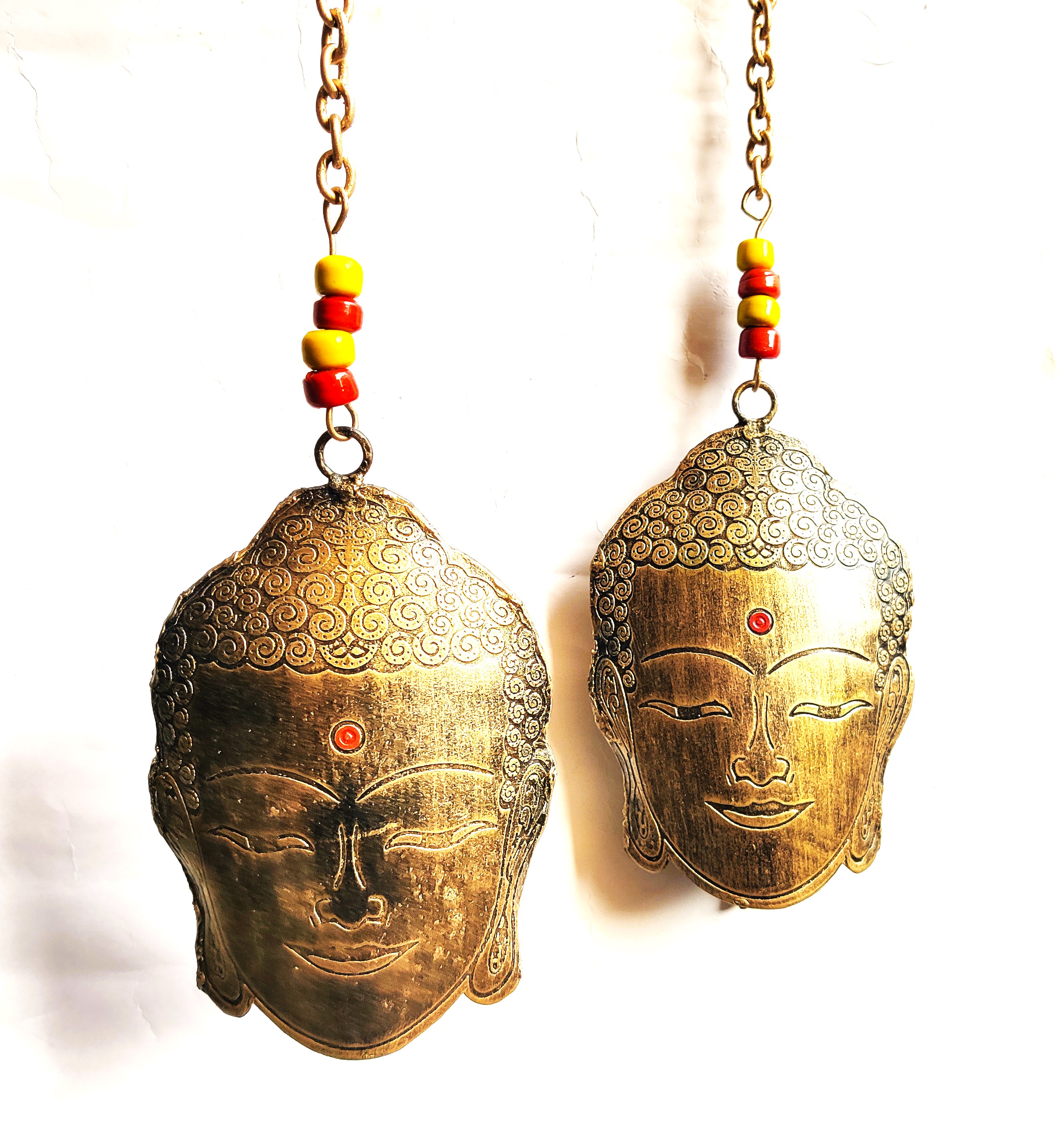Set of 2 Buddha Face Hanging Bells