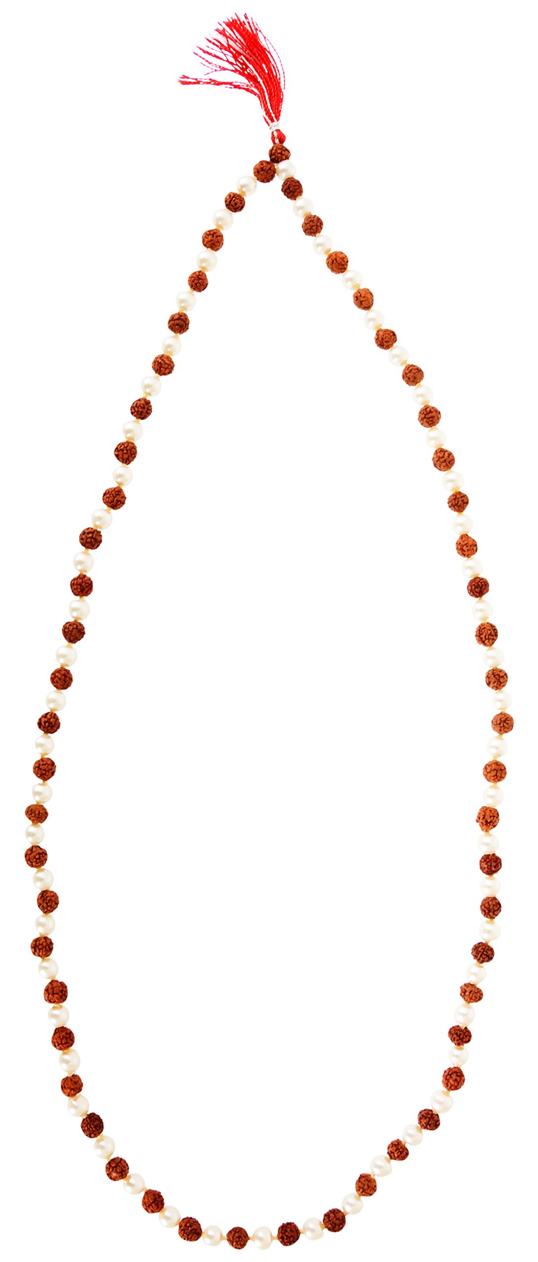 Natural Rudraksh and Pearl Stone Prayer Rosary Mala 7 MM 54+1 Beads(54 rudraksha + 54 pearl)quality : best.