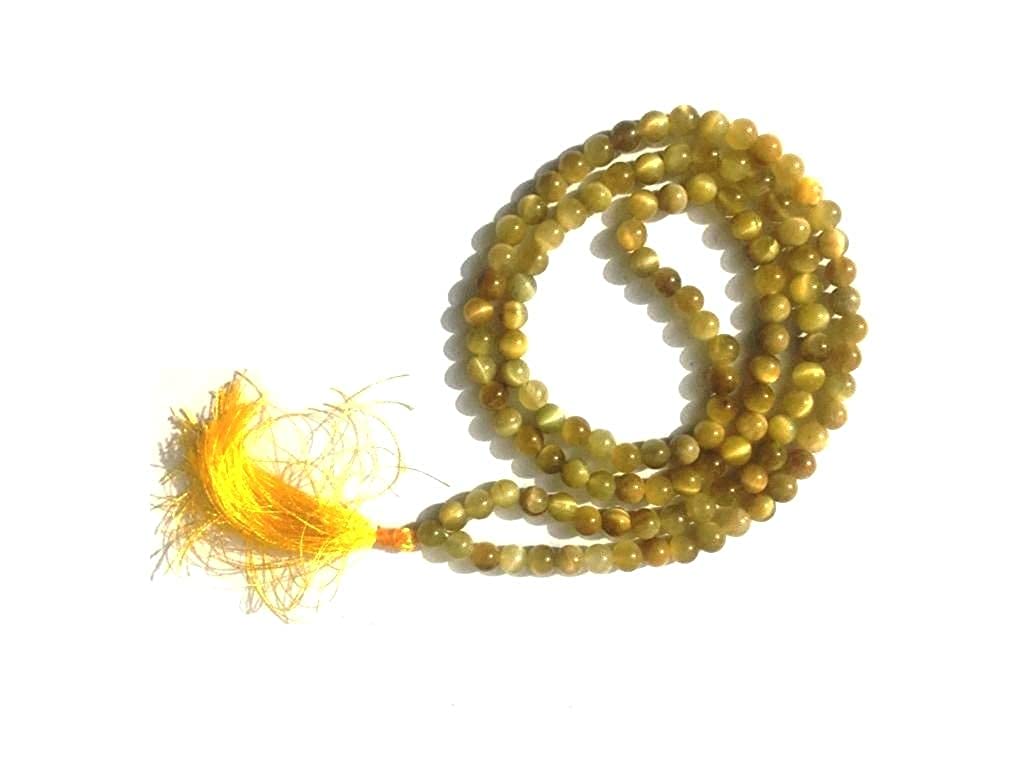 Natural Quartz Cats Eye Stone Prayer Rosary 108+1 Beads Jap Mala.