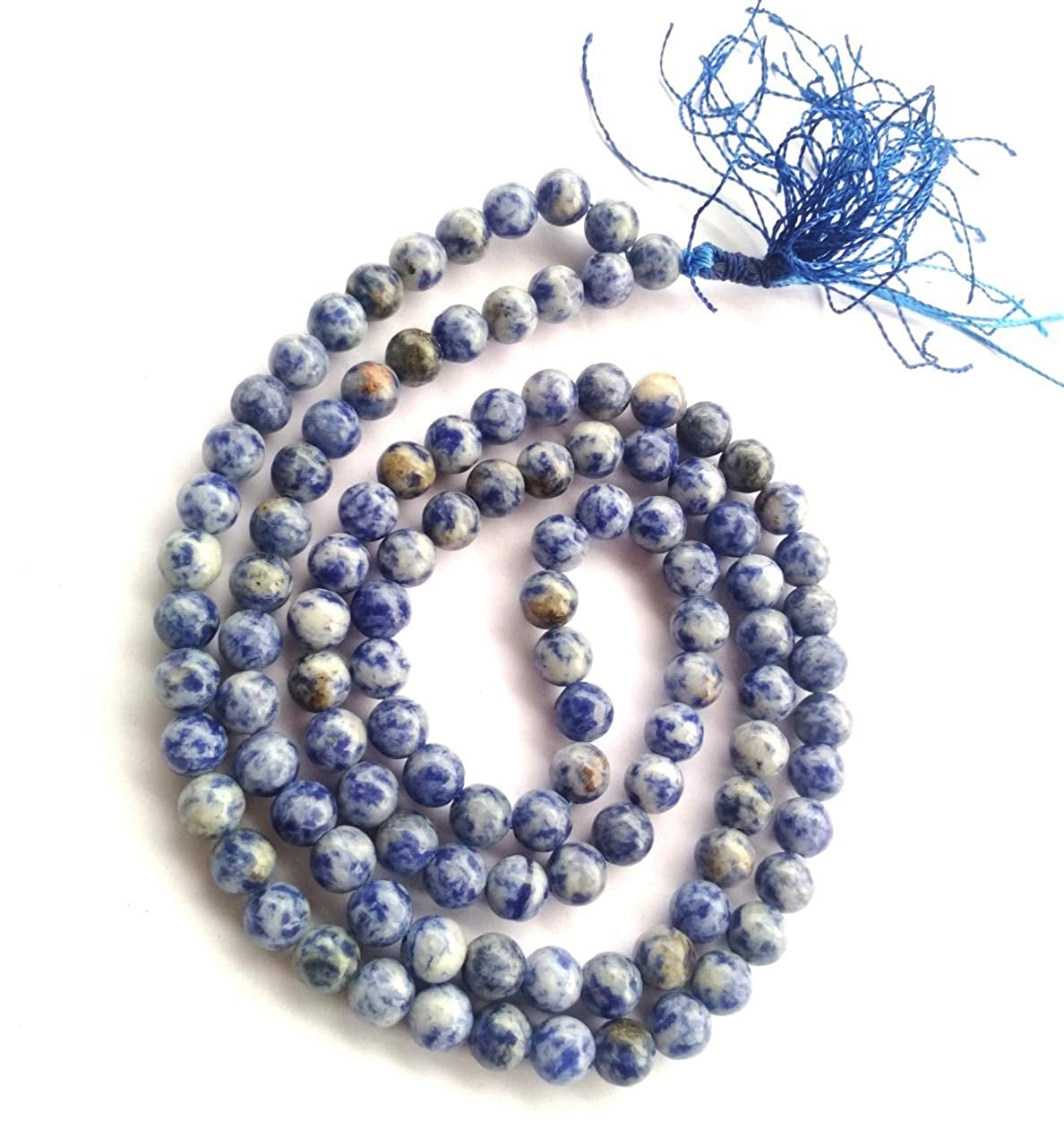 Natural Blue Sodalite Stone Prayer Rosary 108+1 Beads Jap Mala.