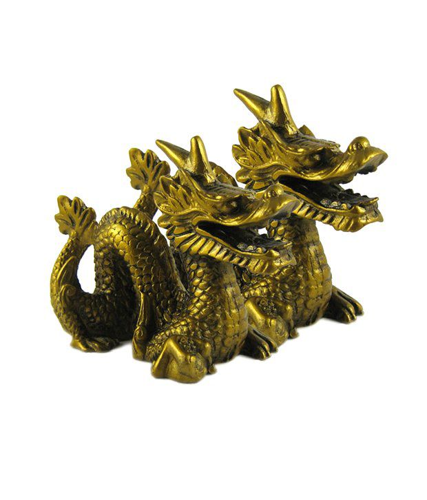 Feng Shui Dragon Pair Power,Strength And Good Luck /Showpiece (10 x 9 x 8cm golden.