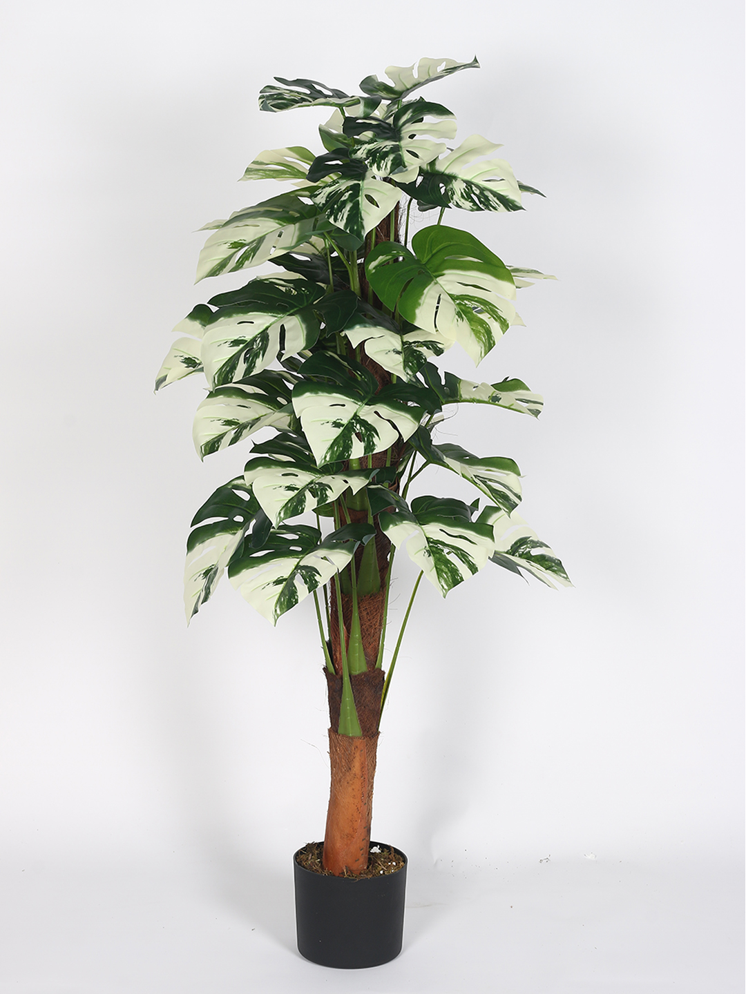 Artificial Plant 47inch Artificial Real Touch Monstera White With Black Pot |Home Decor,Office Decor Perfect decor Gift,Set of 1