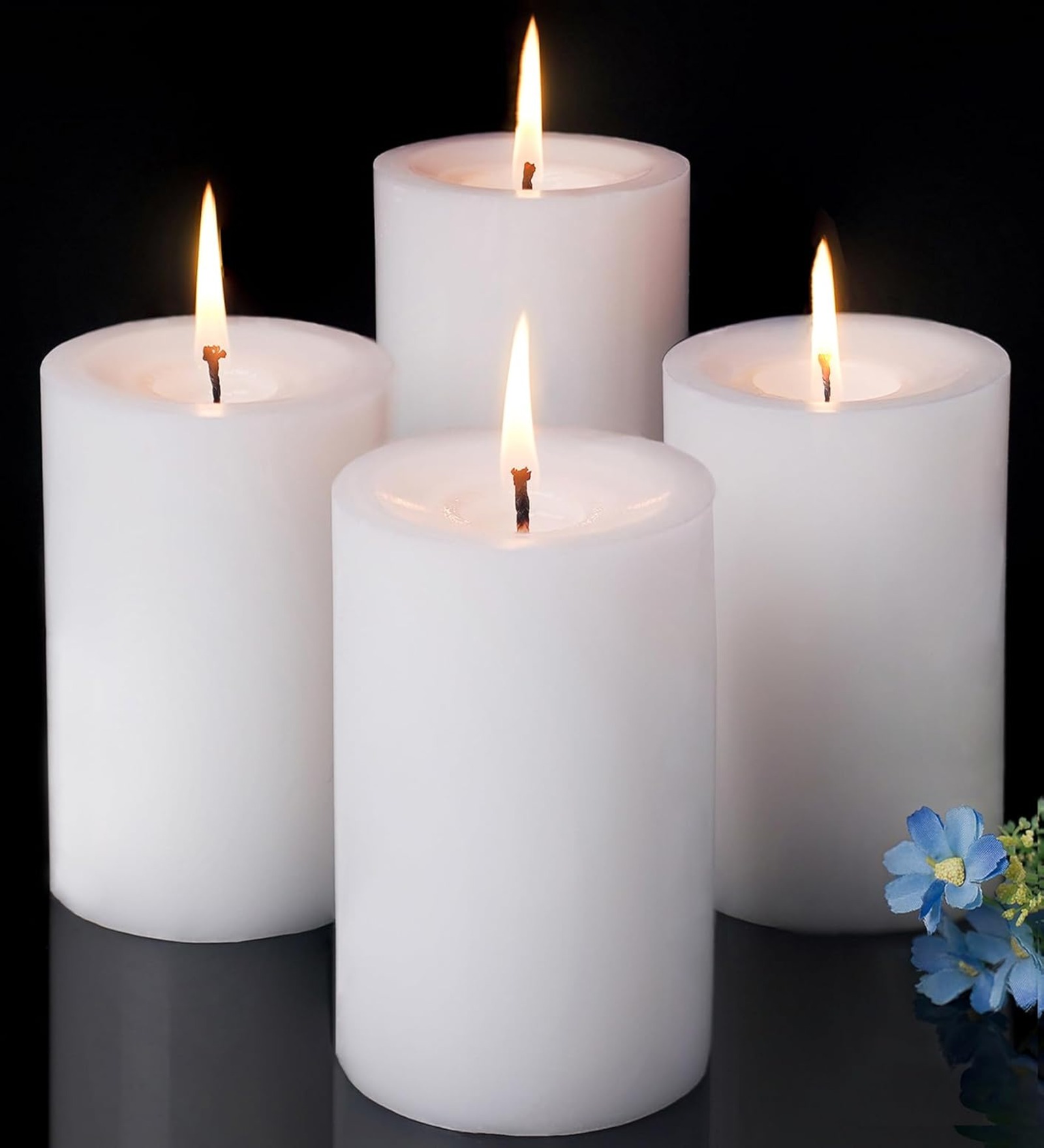 Pure Wax Cinnamon Fragranced (Cinnamon) Pillar Candles, Set of 4 Scented Pillar Candles Color White