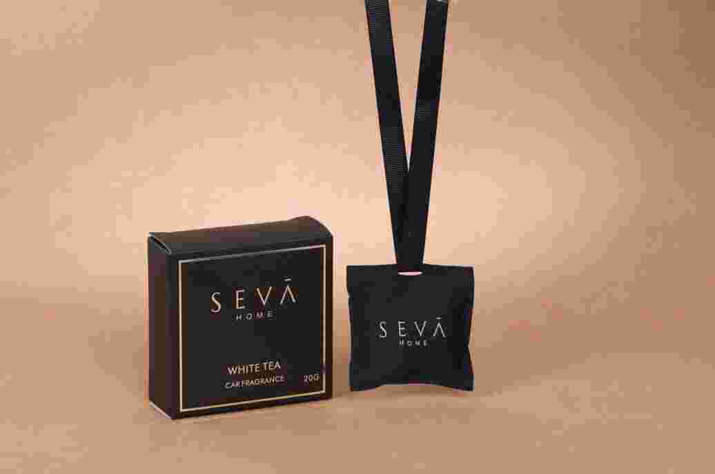 White Tea Car Air Freshener – Magnetic Scented Sachet with Herbal & Musk Notes