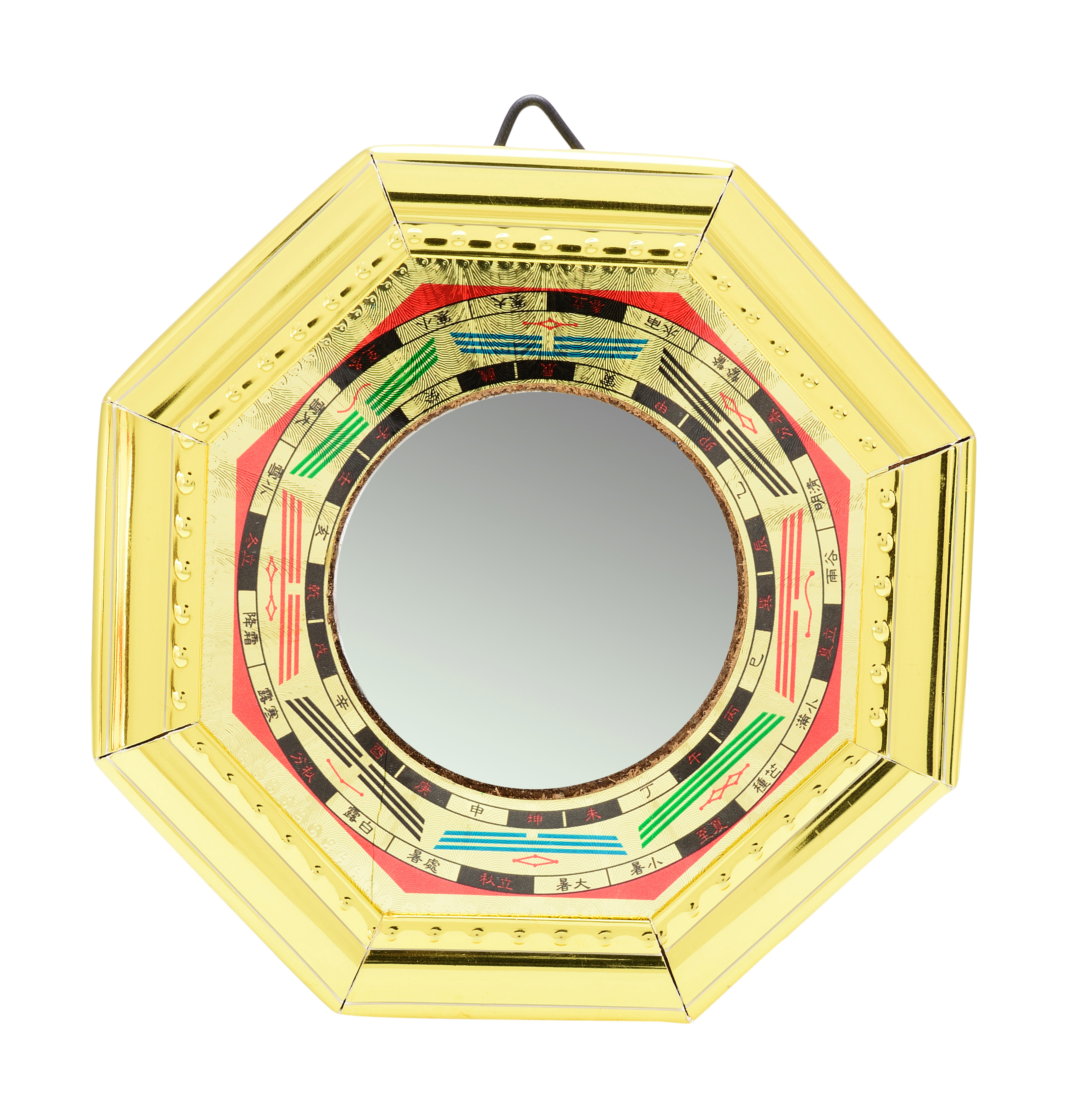 FengShui Multicolor Bagua Mirror-B For Positive  Energy For wall / door decor protection (10 x 10 x 1.5,Blue+ Golden).