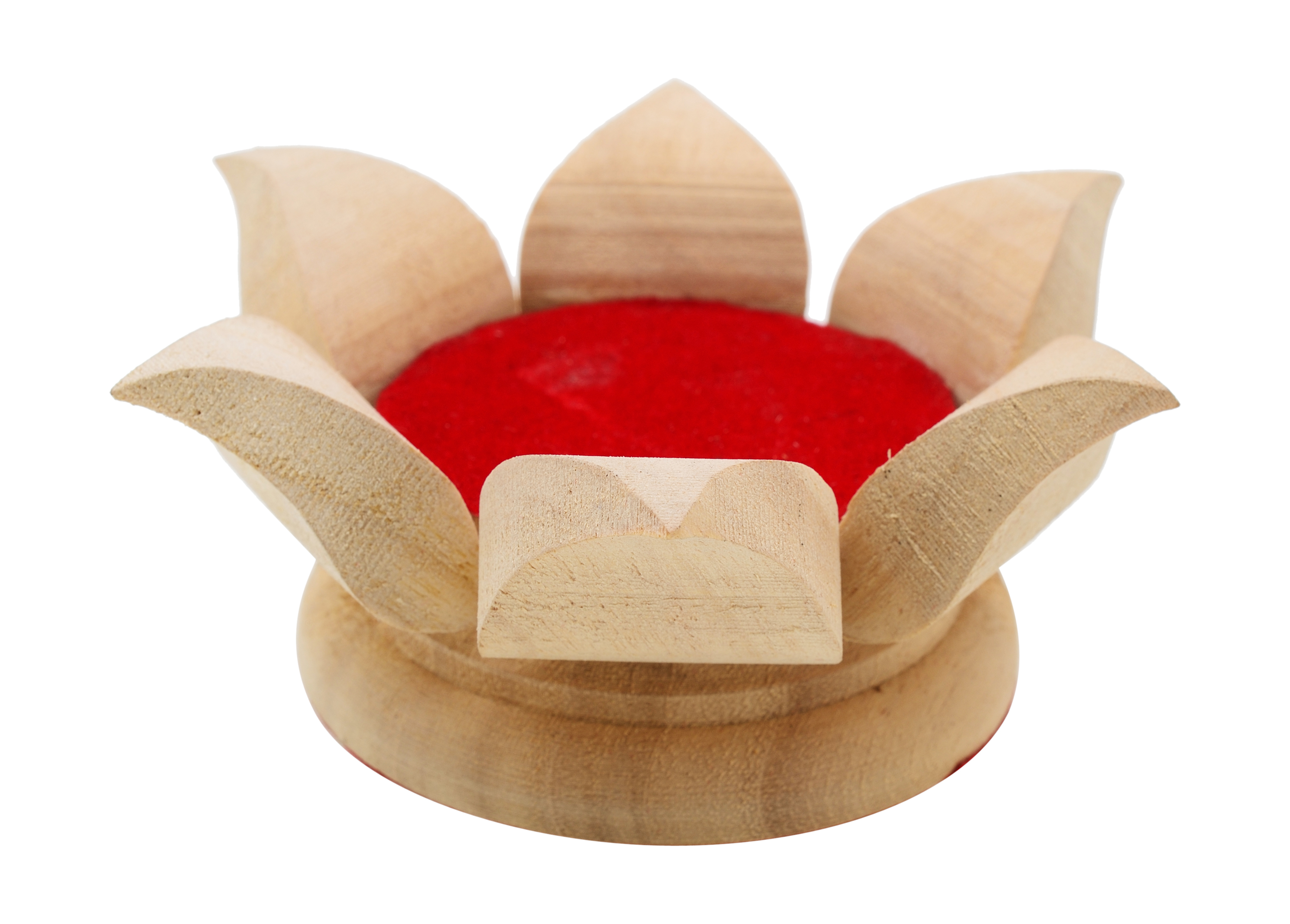 Wooden Lotus Stand For Meru Shri Yantra or Gold Idol For Home / Office (14 x 14 x 5 Cm).
