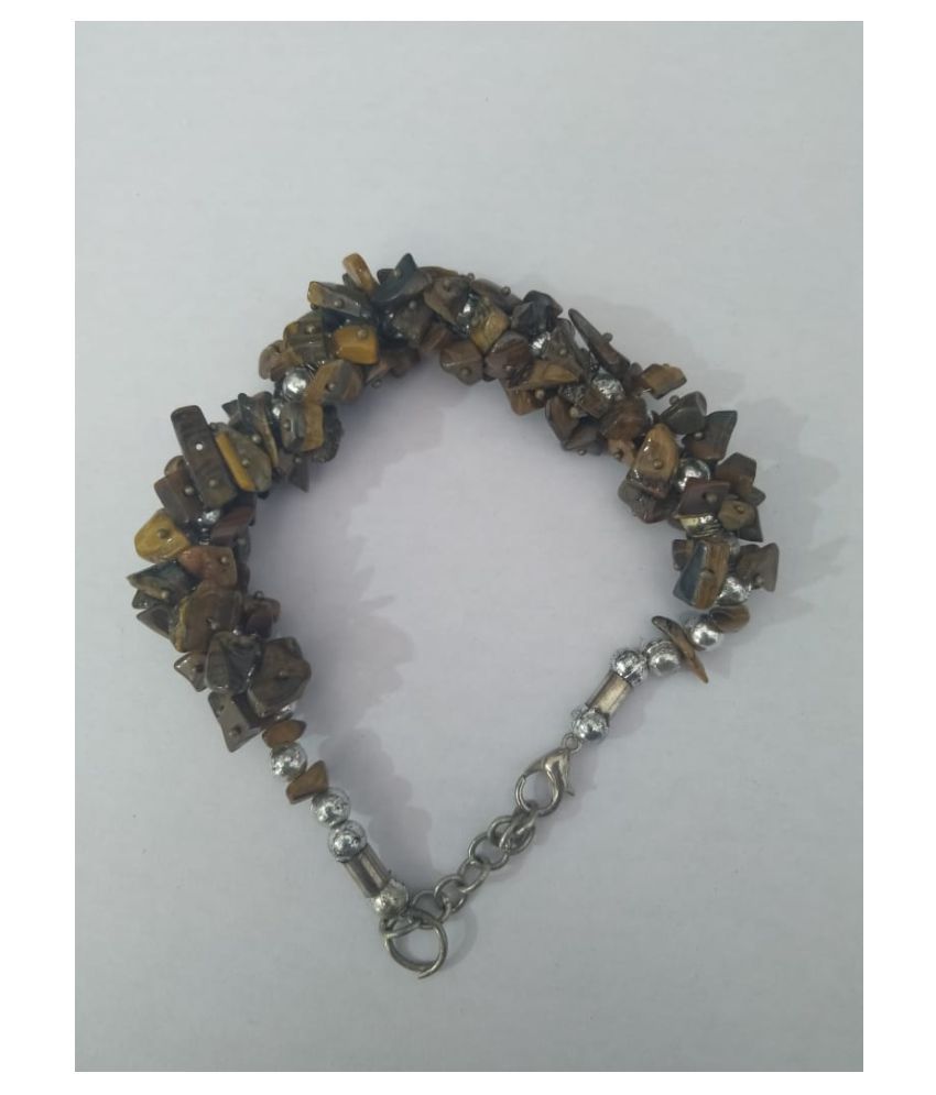 Natural Tiger Eye Crystal Stone Chip Adjustable Bracelet For Unisex.