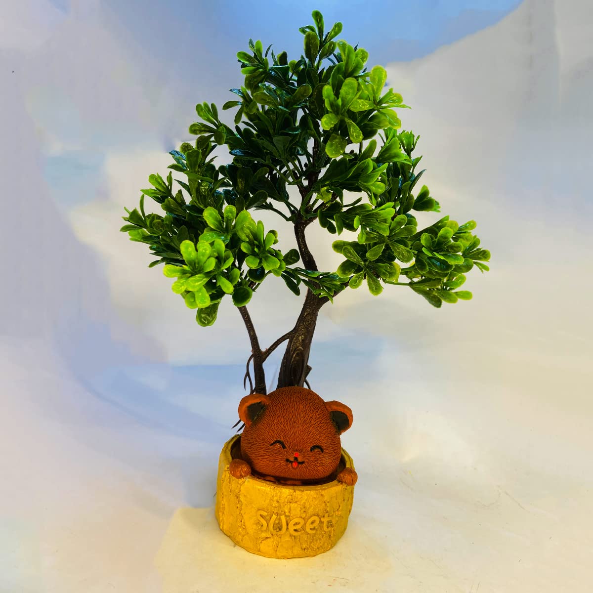 Dudu Bear Sitting Under the Tree – Adorable Miniature Decor for Home & Garden
