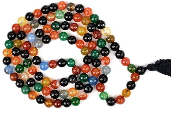 Natural Multicolour ONYX Stone Prayer Rosary 108+1 Beads Jap Mala.
