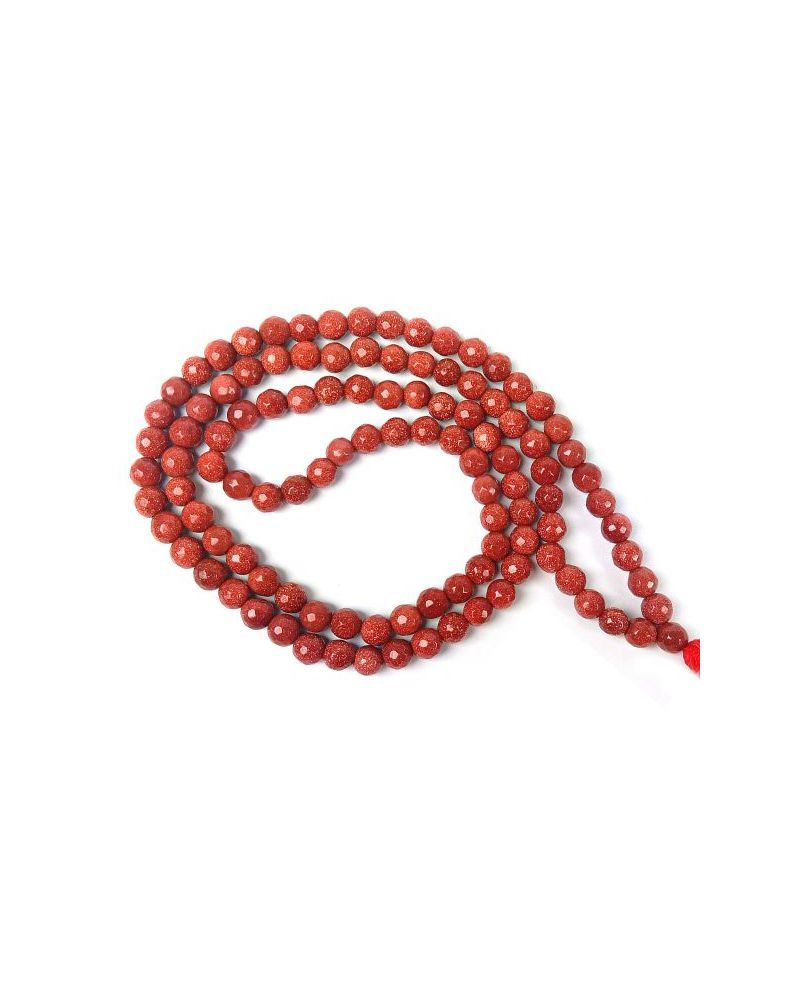 Natural Red Jasper 6mm Stone With Diamond Cut Prayer Rosary.