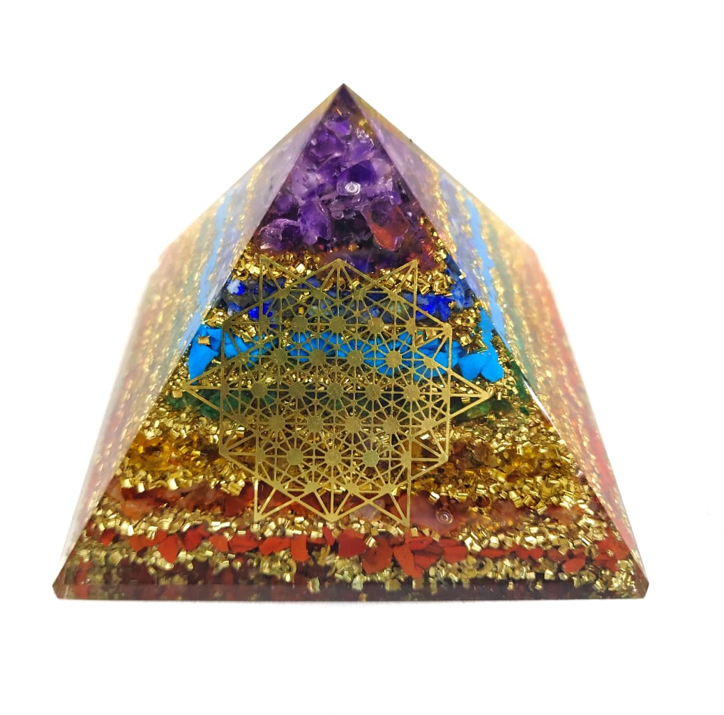 7 Chakra Multi Stone Orgone Pyramid Energy Stone For Stress Relives.