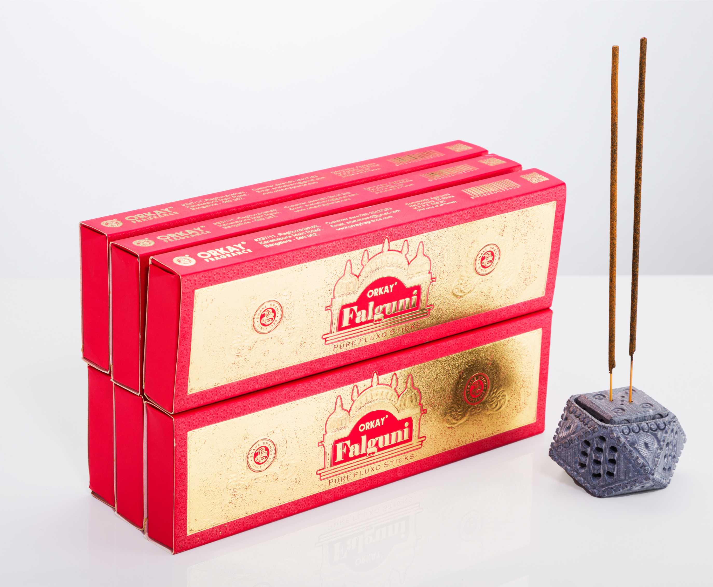Orkay Pure Red Falguni 10 sticks || Pack of 6 || Contains 60 sticks Red Falguni (10, Set of 6)
