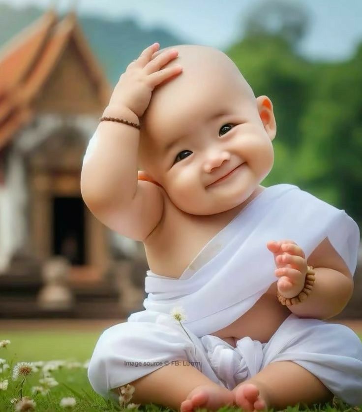 Cute Baby Sitting on Grass – 15x17 Inch Poster"
