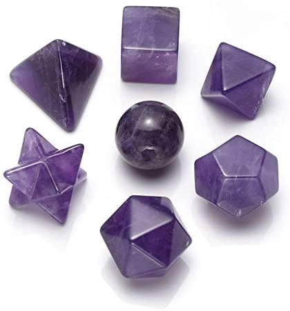 Amethyst Seven Chakra Stone Sacred Geometry Set - 7 Gemstone Set.