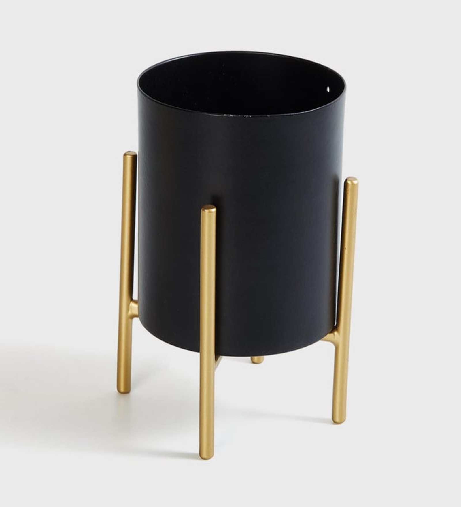 Standing Floor Planters with Metal Stand , Plant Pot Container, Black pot and Gold stand Tree Planter Flower Pots and Stands