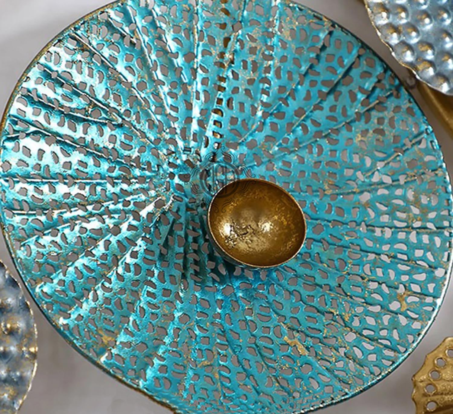 Metal Wall Art Lotus Leaves Wall Hanging Wall Decor Sculpture (46 X 17 Inch)