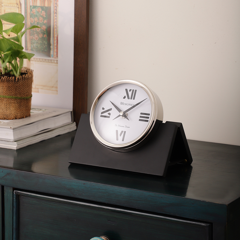 Varner Table clock in Silver Black