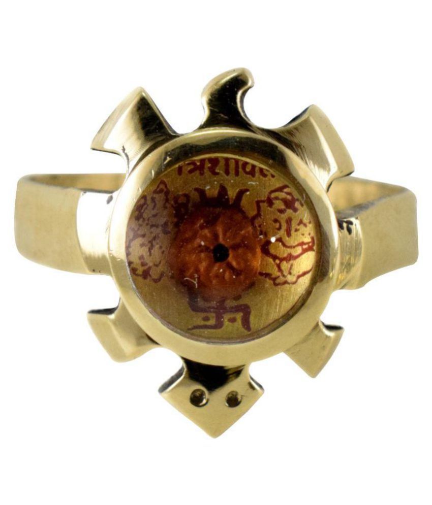Asht Dhatu Turtle Ring With Rudraksha- Lakshmi- Ganesh -Trishakti Finger ring.