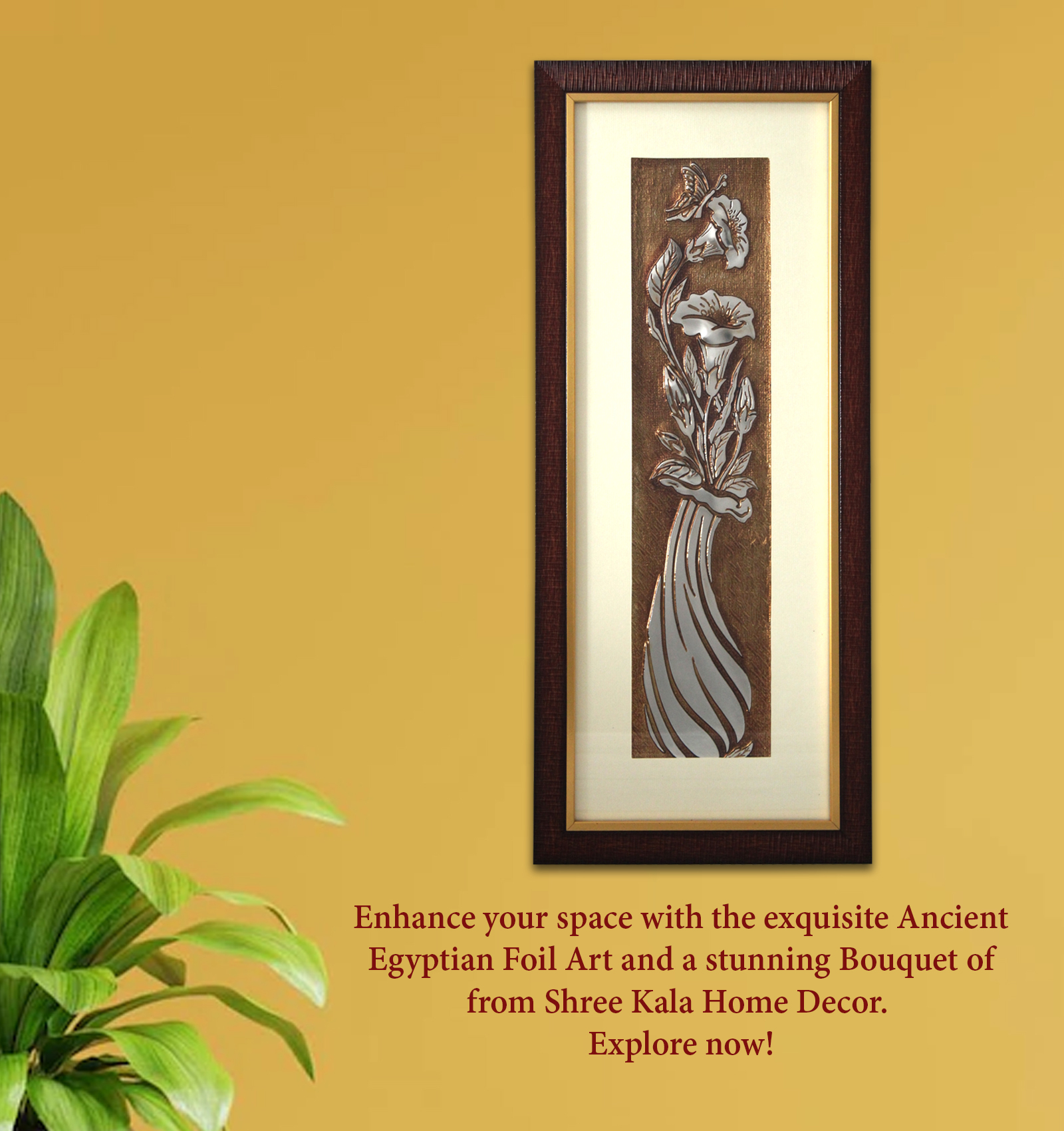 Floral Fantasy. Ancient Egyptian Foil Art, A Bouquet of Flowers Embossed Foil